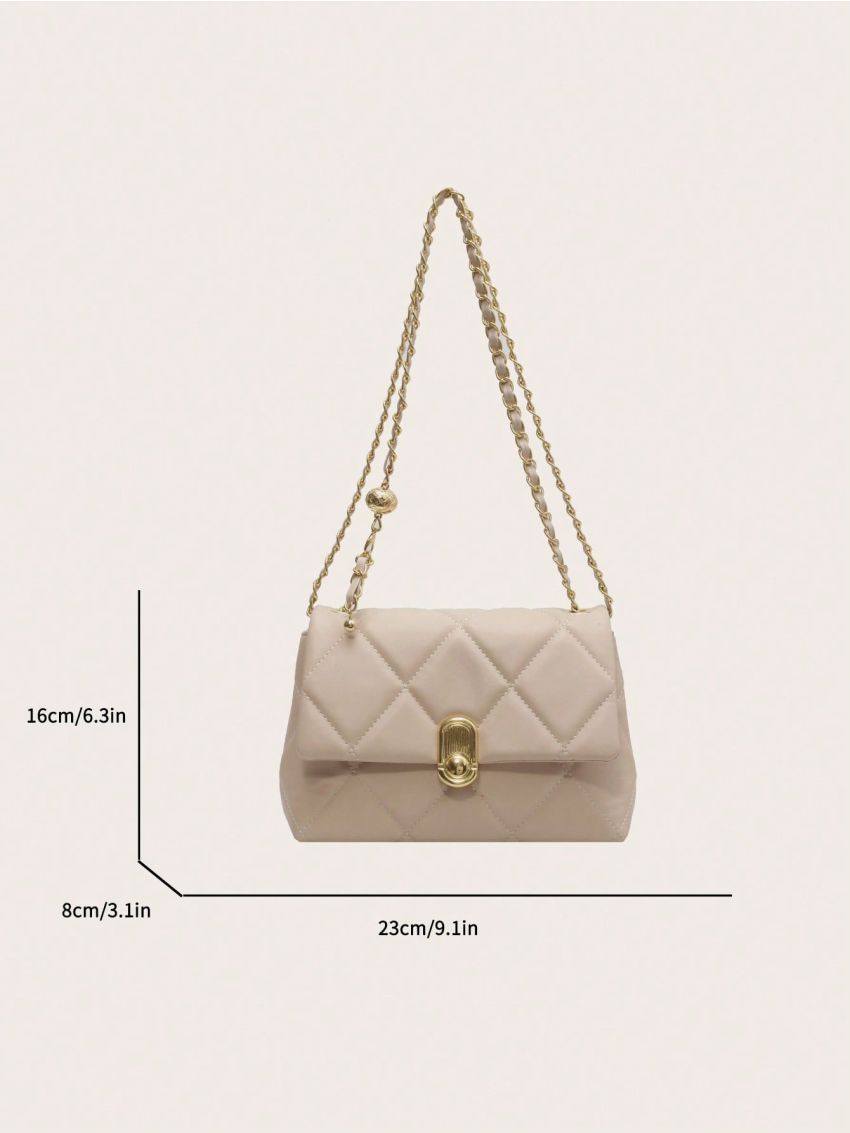Small Square Bag Quilted Chain Strap For Daily