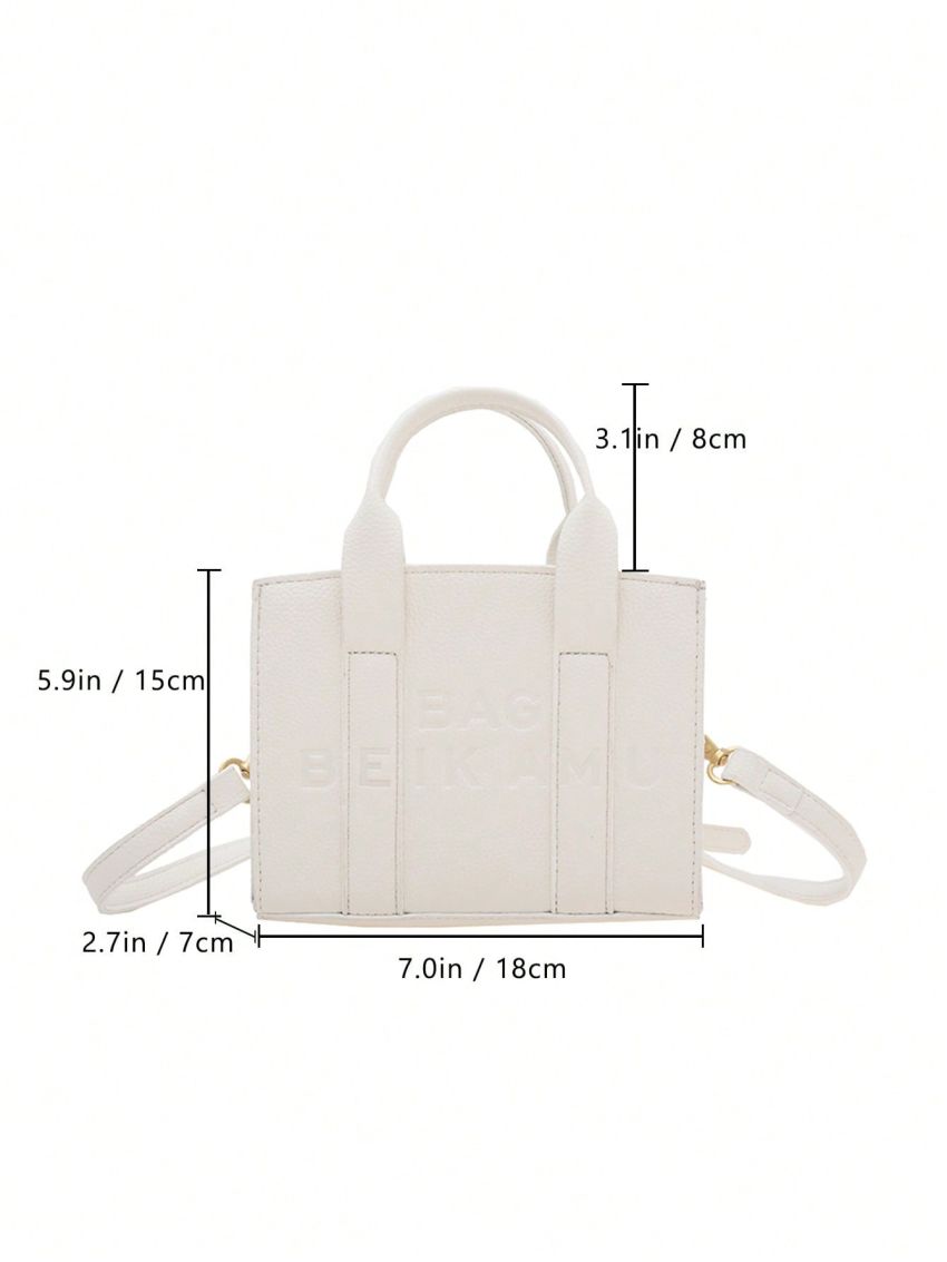Mini Square Bag Litchi Embossed Double Handle