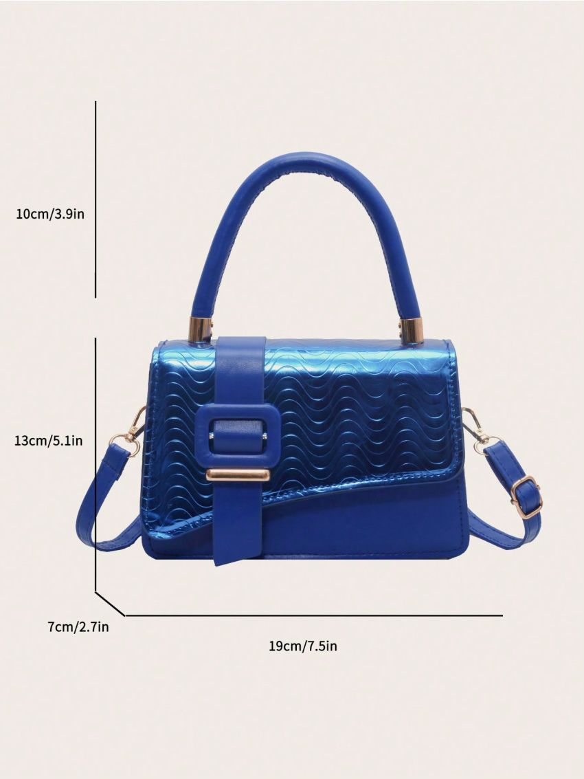 Mini Square Bag Wave Textured Flap PU
