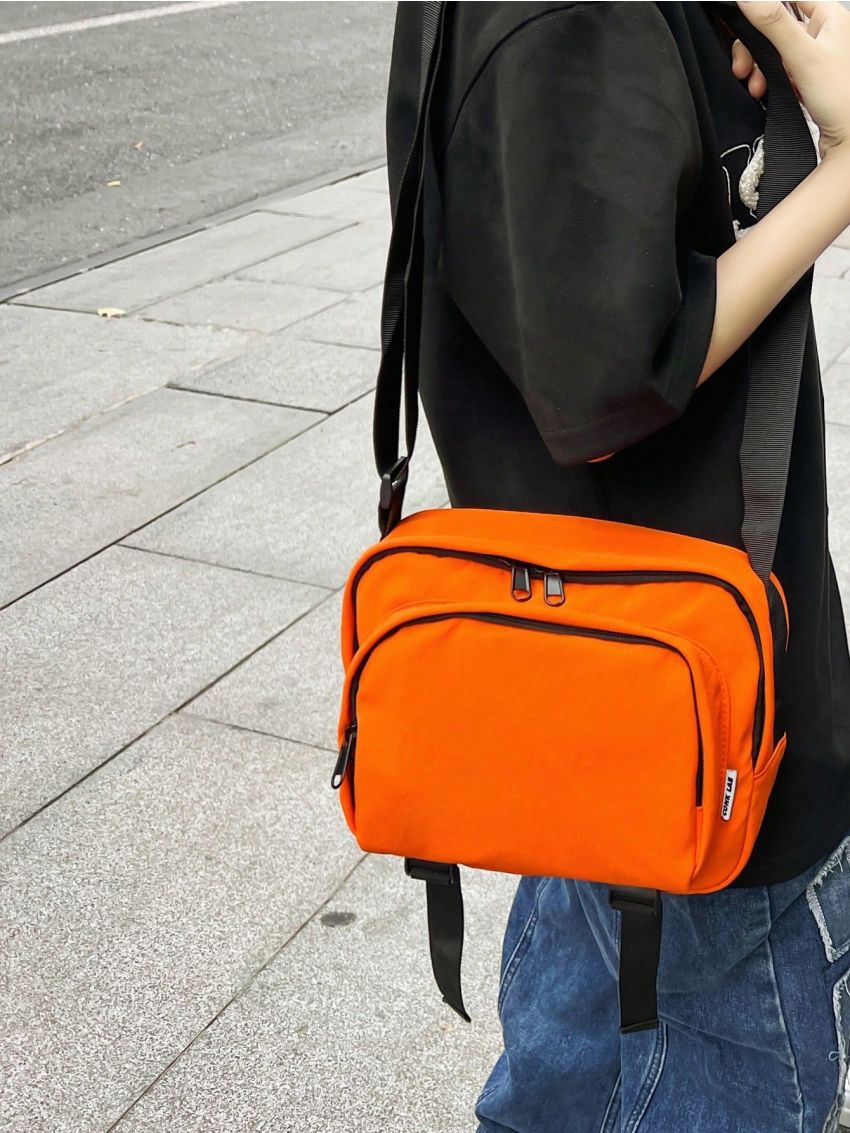 Pocket Front Square Bag Neon Orange Funky