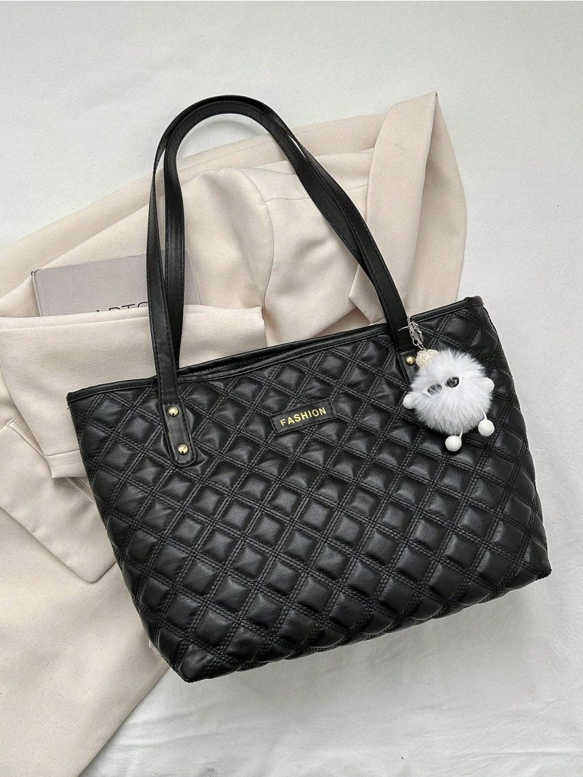 Quilted Square Bag PU Patch Detail