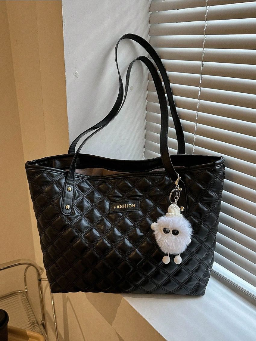 Quilted Square Bag PU Patch Detail