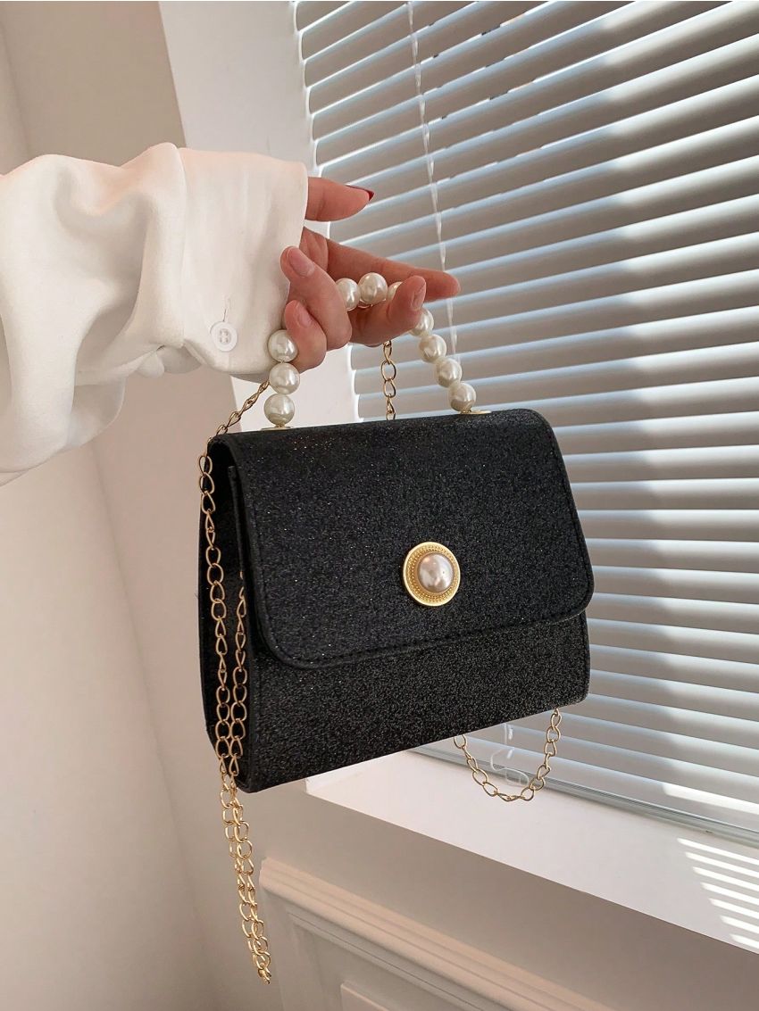 Mini Square Bag Faux Pearl Detail Chain Strap