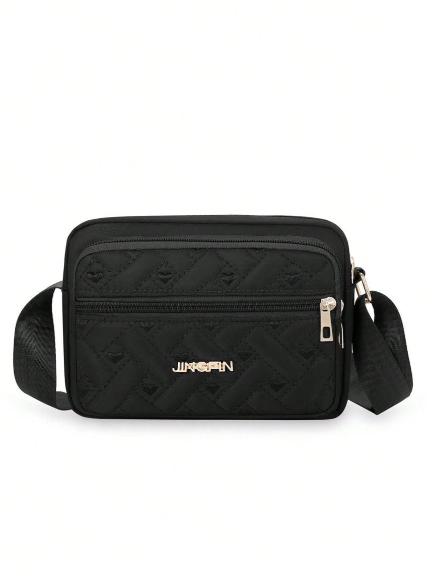 Mini Square Bag Heart Embroidered Letter Decor