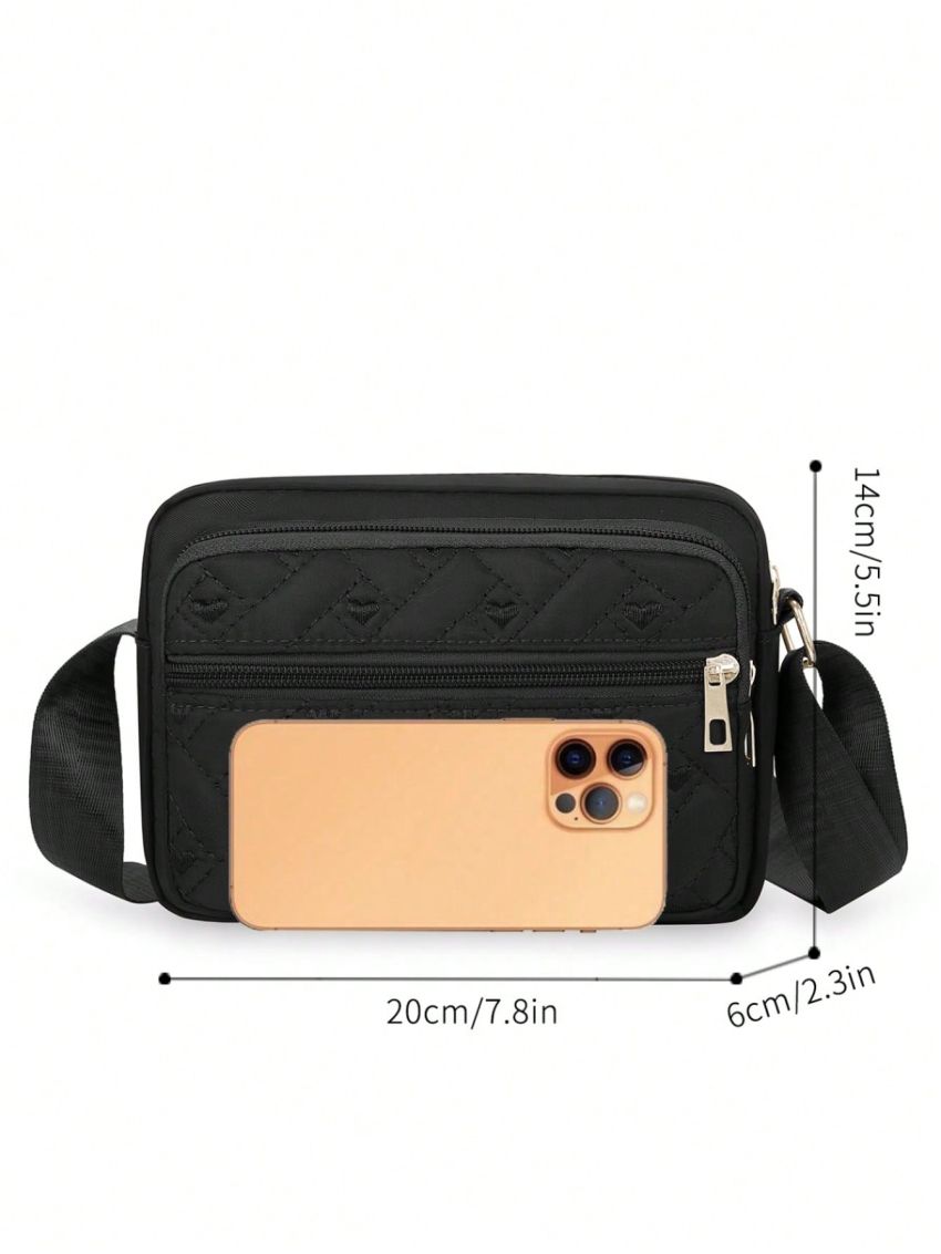 Mini Square Bag Heart Embroidered Letter Decor