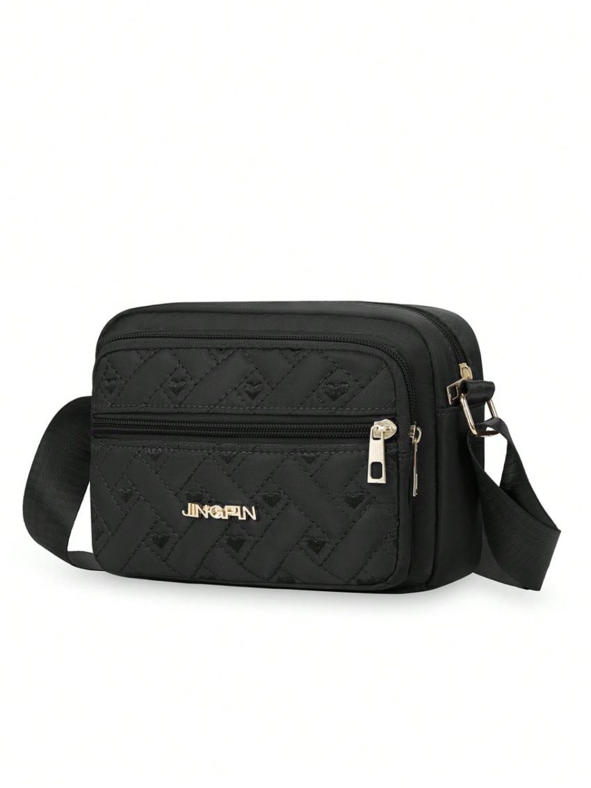 Mini Square Bag Heart Embroidered Letter Decor