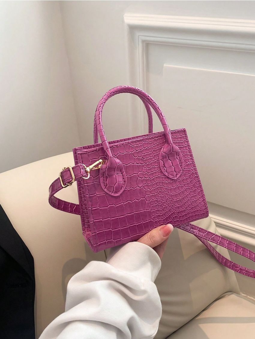 Mini Square Bag Crocodile Embossed PU