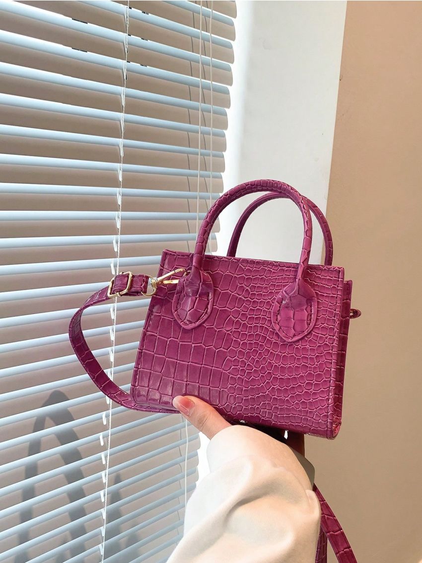 Mini Square Bag Crocodile Embossed PU