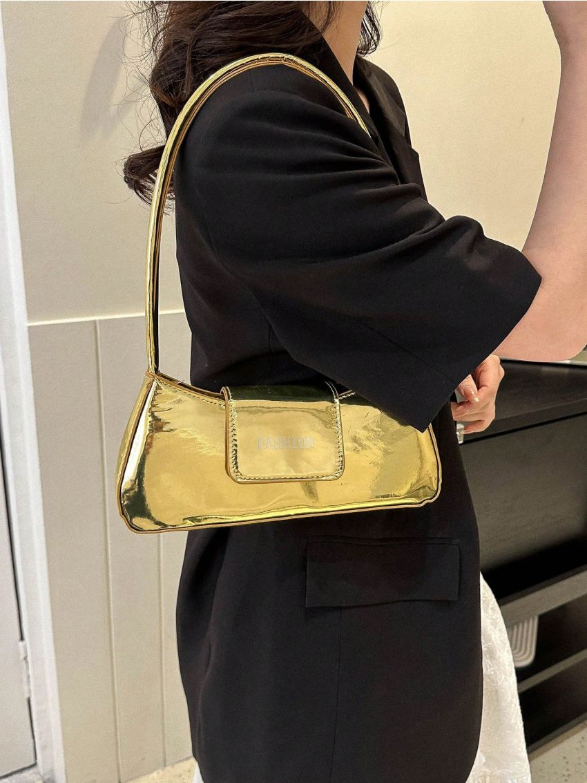 Medium Baguette Bag Metallic Letter Detail