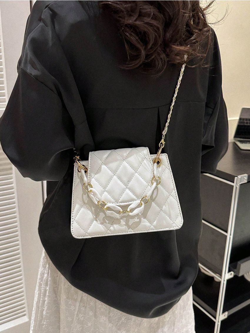 Small Square Bag Quilted Chain Strap