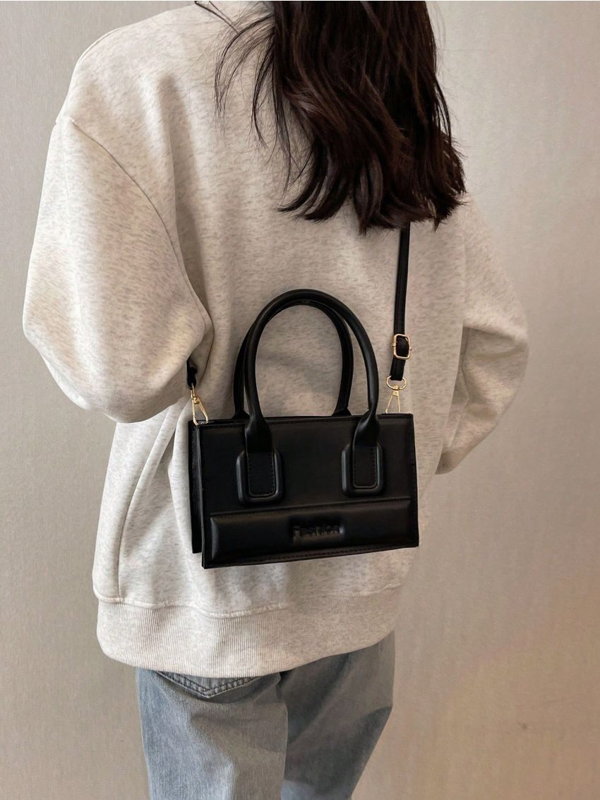 Mini Square Bag Letter Embossed Double Handle