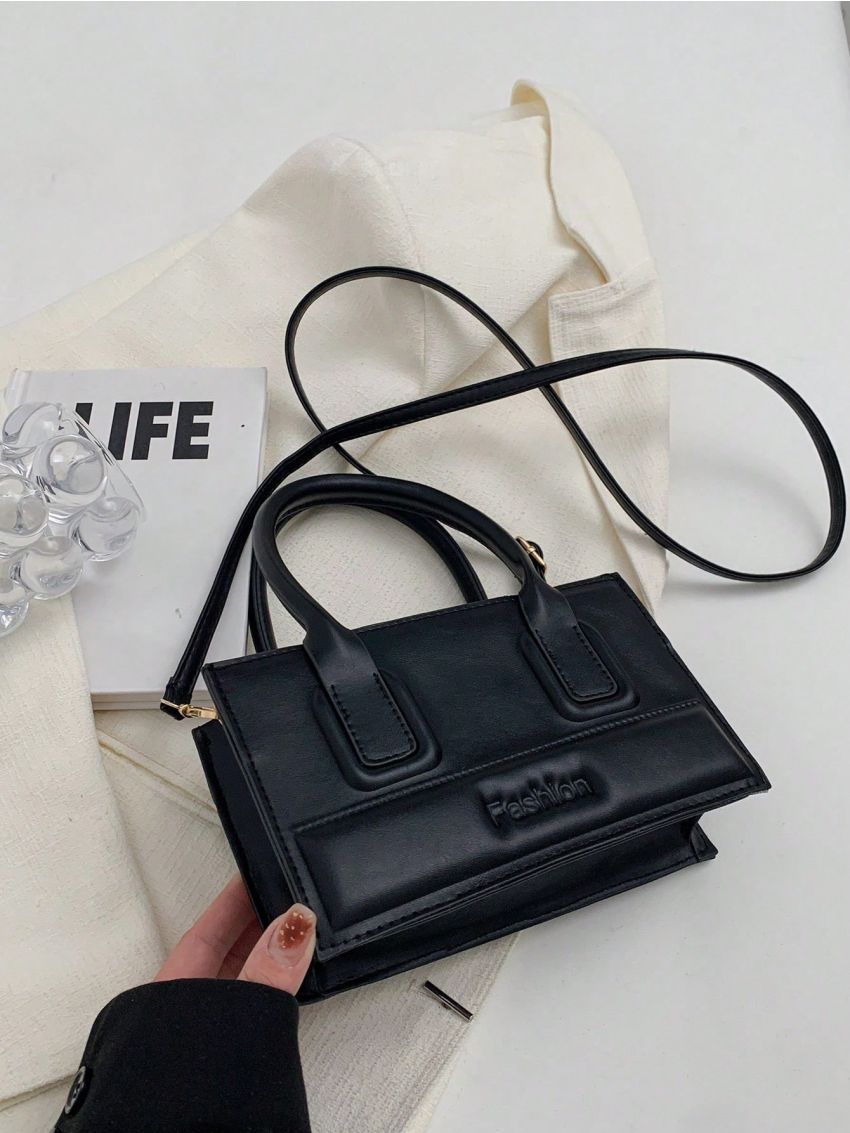Mini Square Bag Letter Embossed Double Handle
