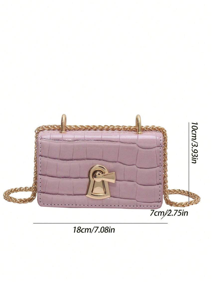 Mini Square Bag Crocodile Embossed Chain Strap
