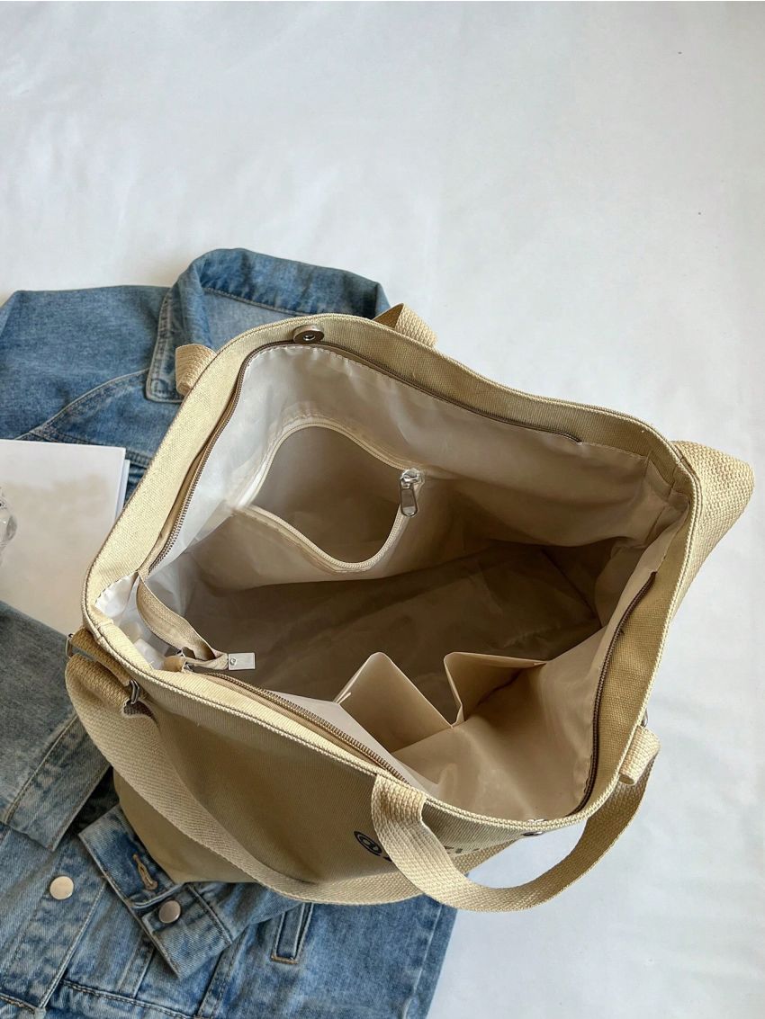 Letter Graphic Tote Bag Large Shopper Bag