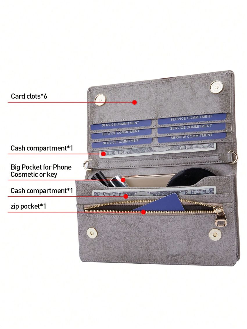 Genuine Leather Women's Wallet With Multiple Card Slots Multifunctional Phone Pouch Bag