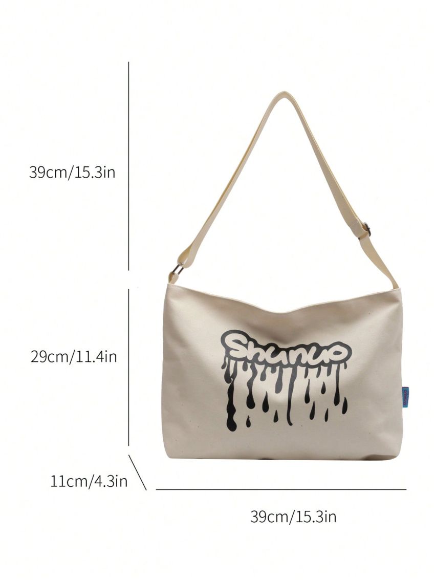 Letter Graphic Hobo Bag Nylon