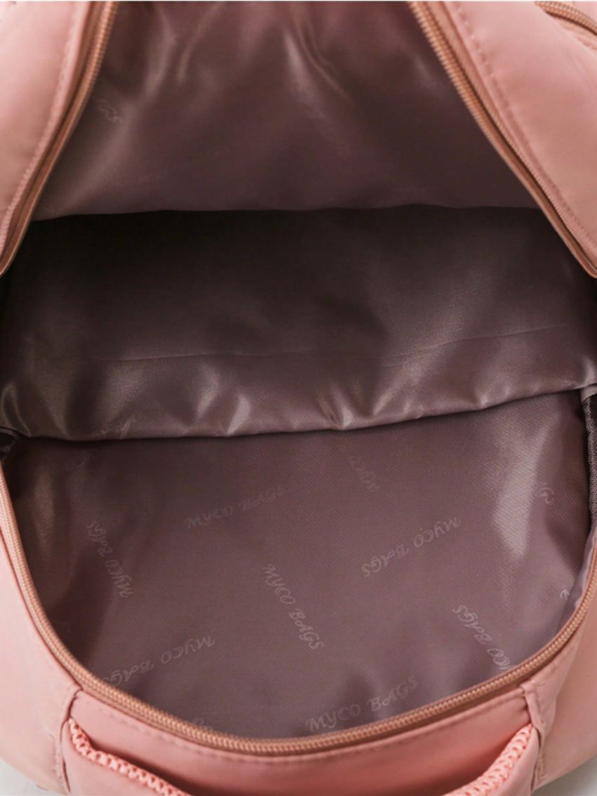 Letter Patch Decor Classic Backpack Zipper Medium