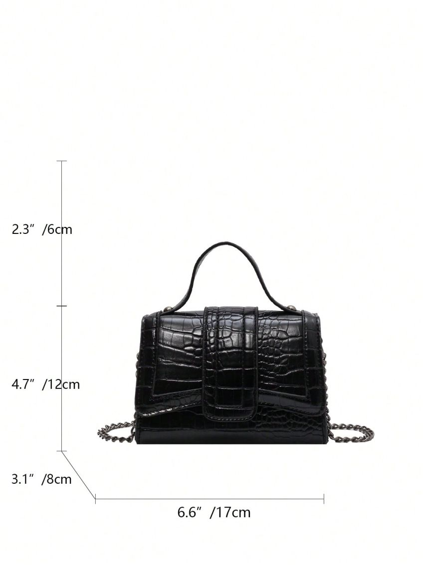 Crocodile Embossed Square Bag Mini Flap