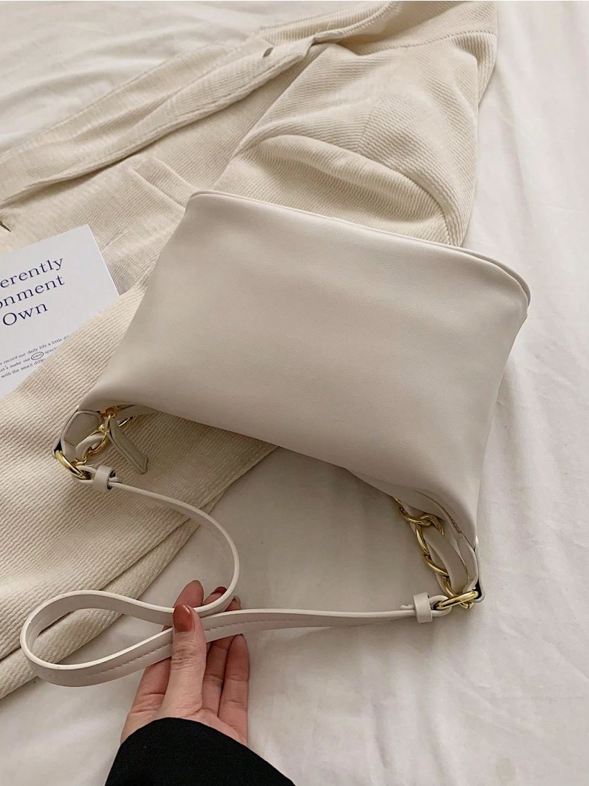 Minimalist Hobo Bag Medium Chain Decor