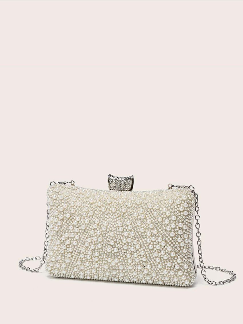 Faux Pearl Decor Box Bag Mini Glamorous