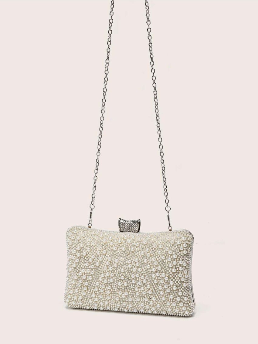 Faux Pearl Decor Box Bag Mini Glamorous