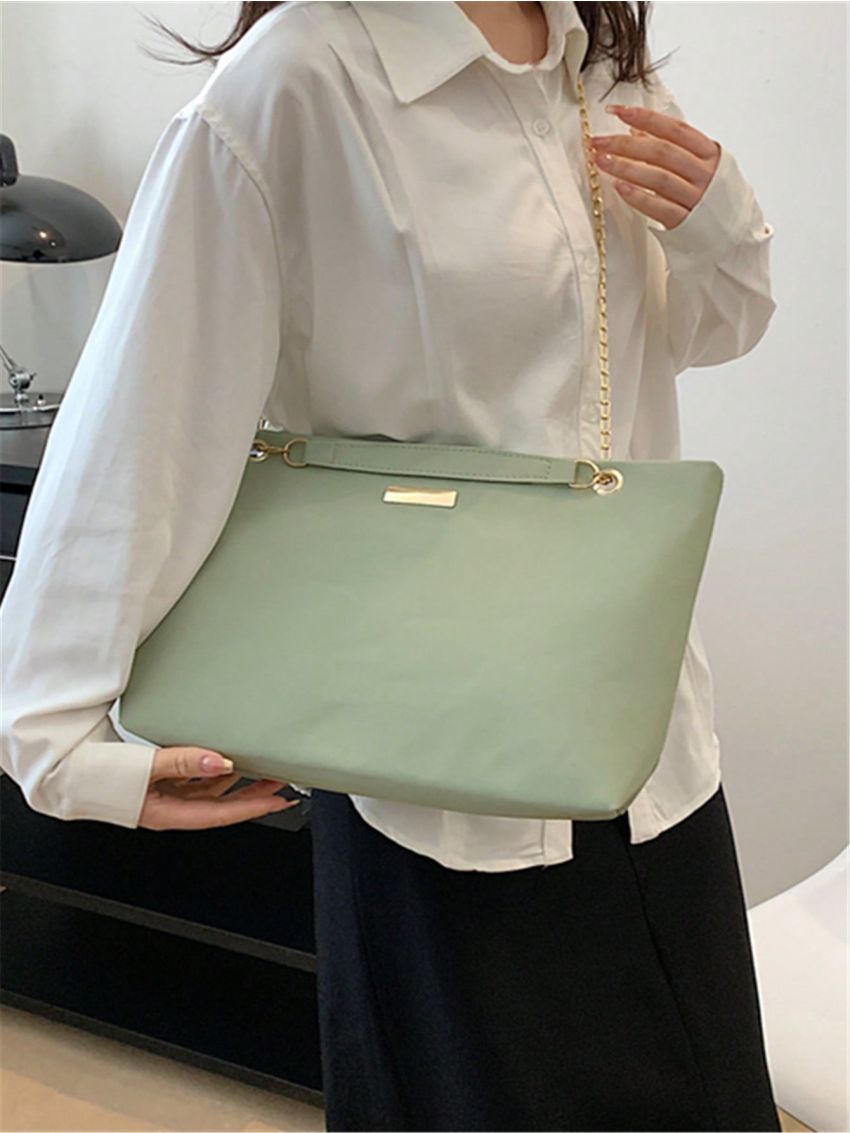 Metal Decor Shoulder Tote Bag Grommet Eyelet Detail