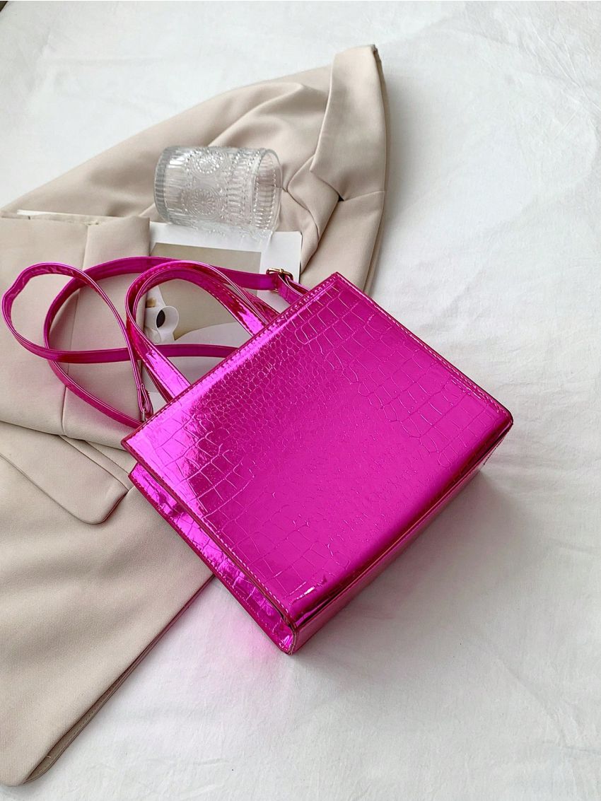 Small Square Bag Embossed Detail Metallic Funky