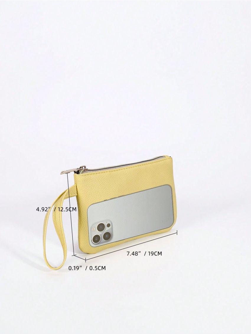 Solid Color Coin Purse Letter Embossed Detail