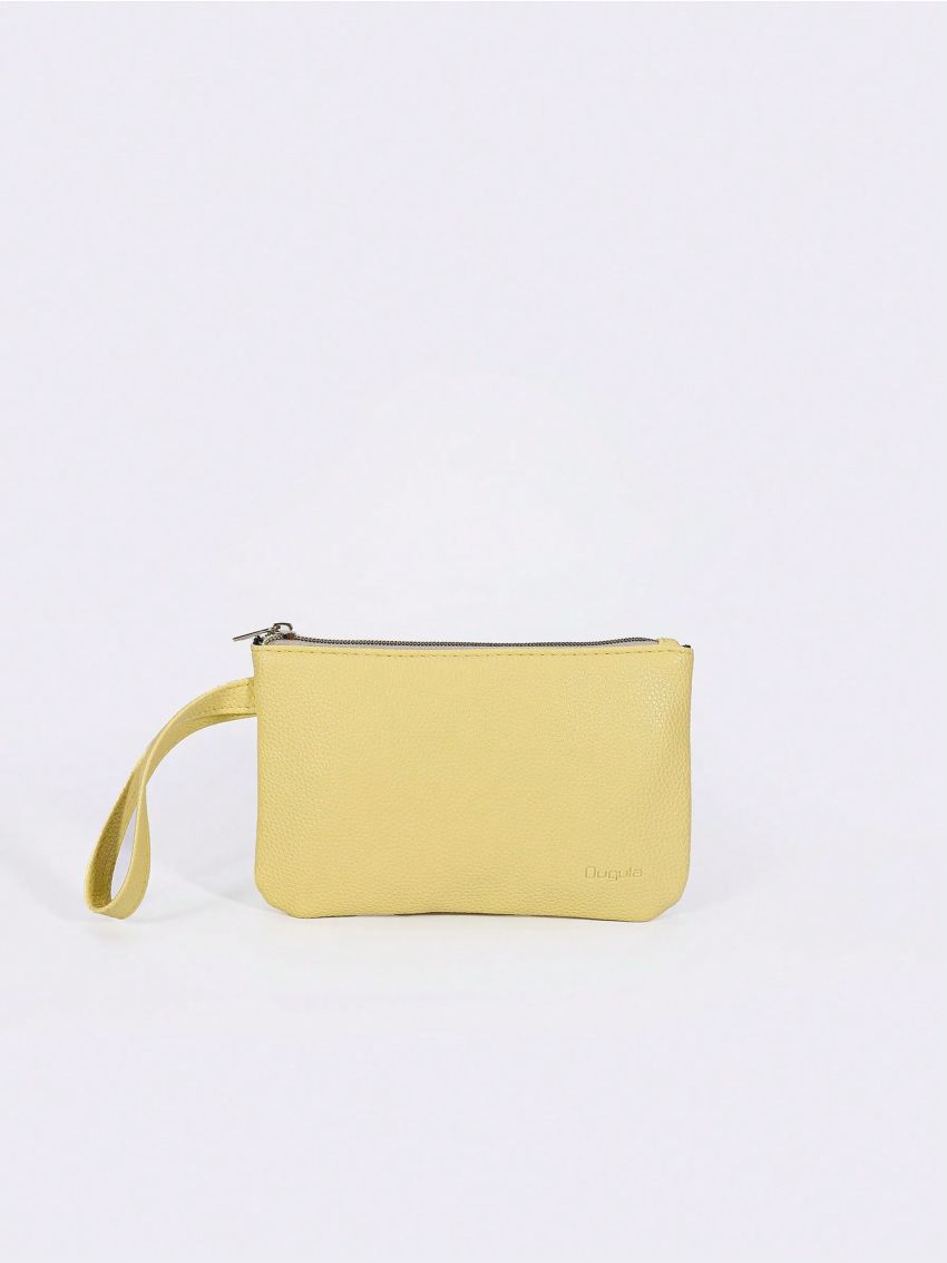 Solid Color Coin Purse Letter Embossed Detail