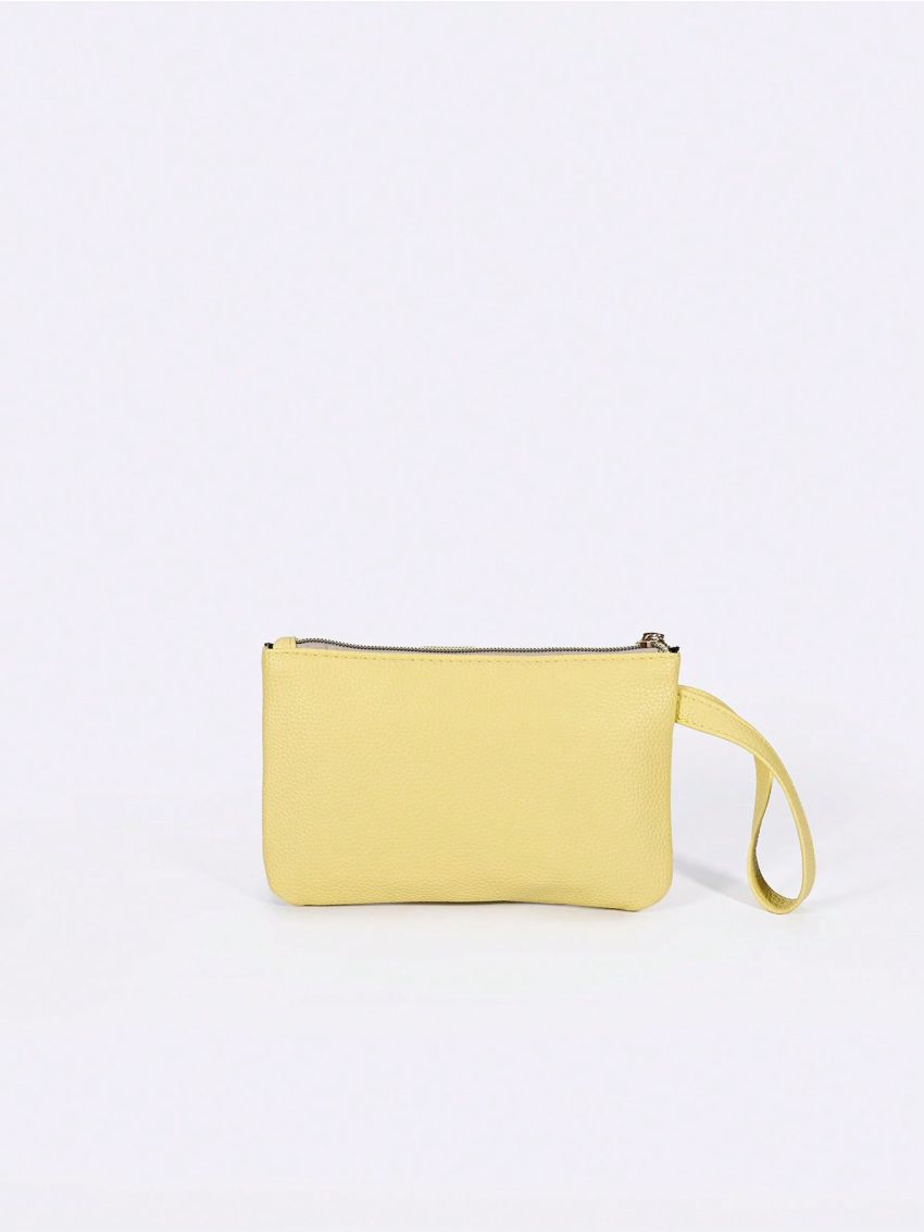 Solid Color Coin Purse Letter Embossed Detail