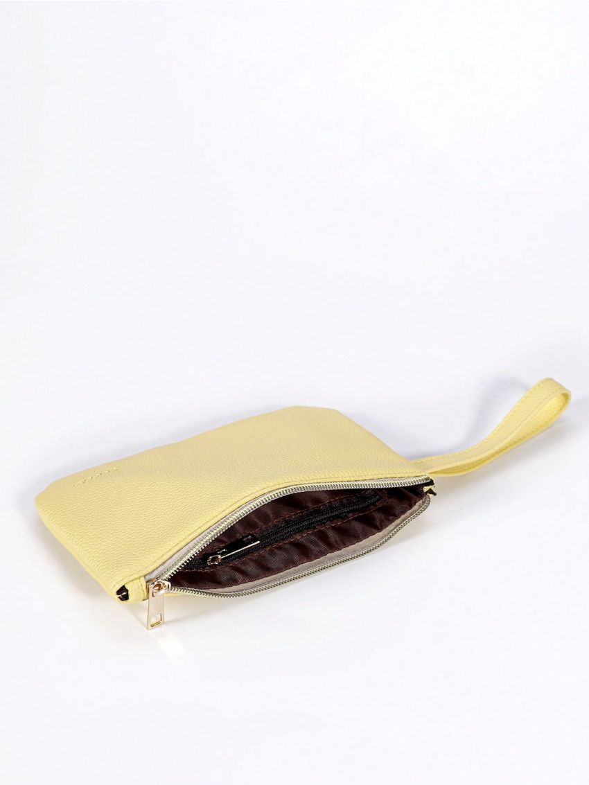 Solid Color Coin Purse Letter Embossed Detail