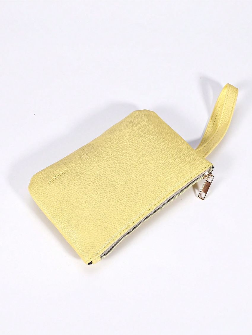 Solid Color Coin Purse Letter Embossed Detail