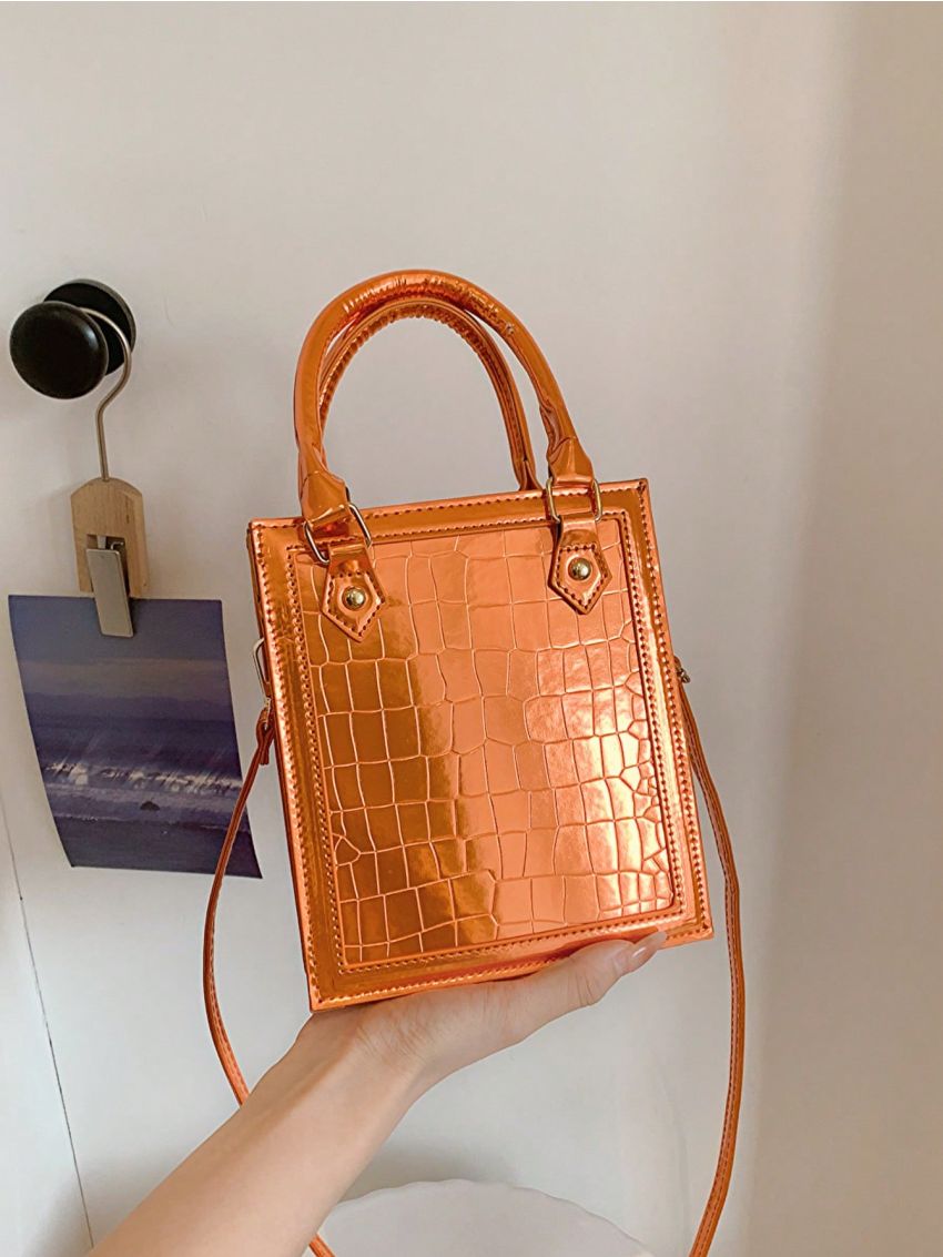 New Mini Solid Color Crocodile Pattern Fashion Women's Handbag Oblique Shoulder Bag