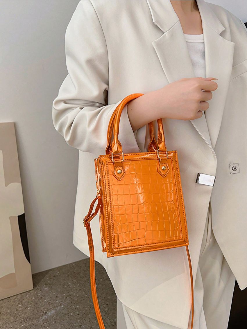 New Mini Solid Color Crocodile Pattern Fashion Women's Handbag Oblique Shoulder Bag