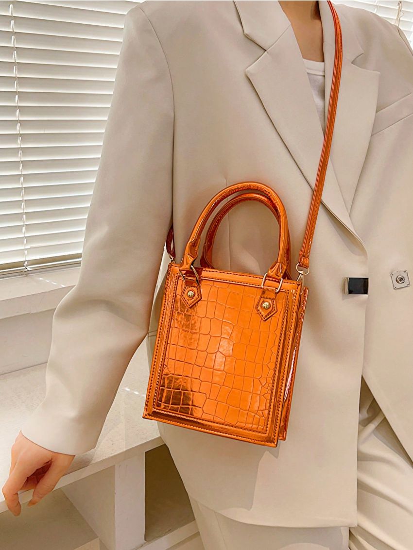 New Mini Solid Color Crocodile Pattern Fashion Women's Handbag Oblique Shoulder Bag