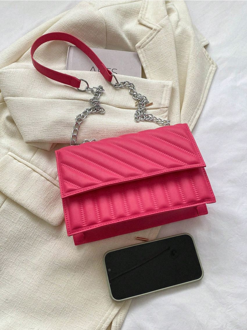 Quilted Square Bag Gold Chain Strap Flap