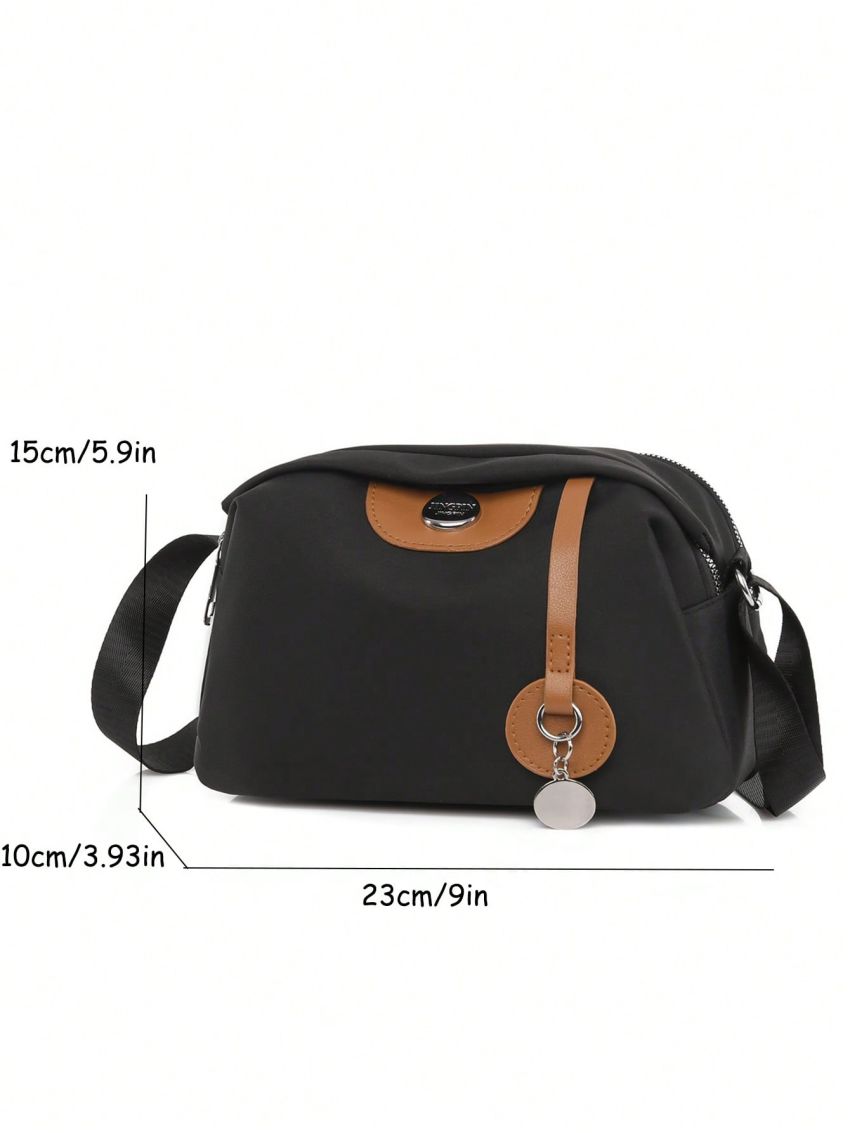 Small Crossbody Bag Black Lightweight Polyester Zipper