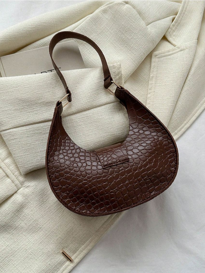 Mini Hobo Bag Elegant Random Geometric Embossed PU