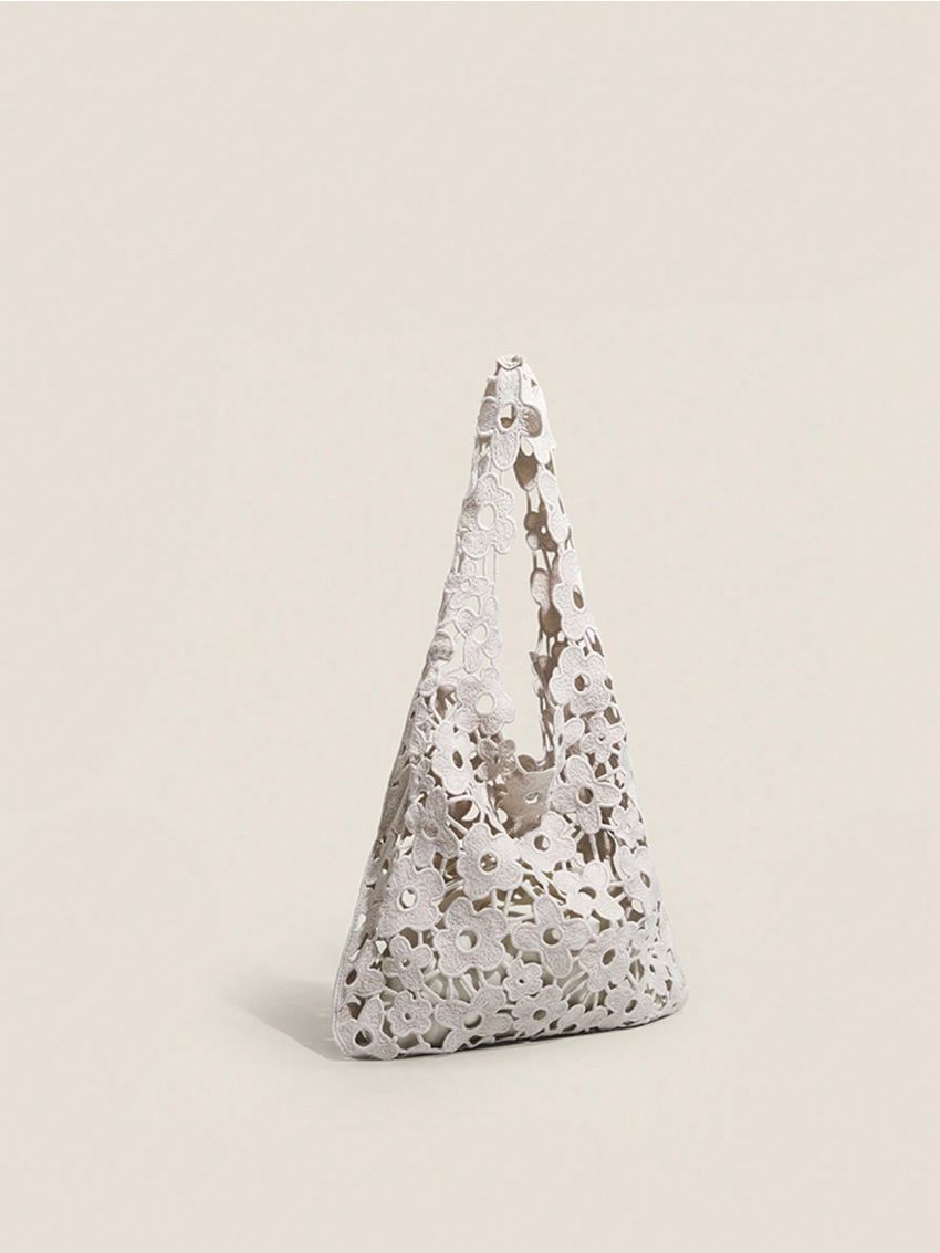 Floral Embroidered Crochet Bag Vacation Polyester