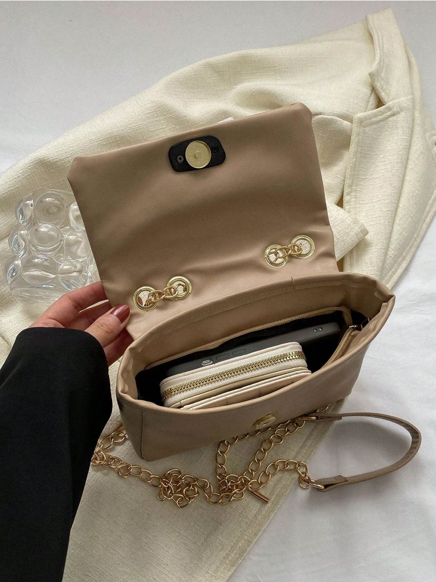 Mini Square Bag Chain Flap PU