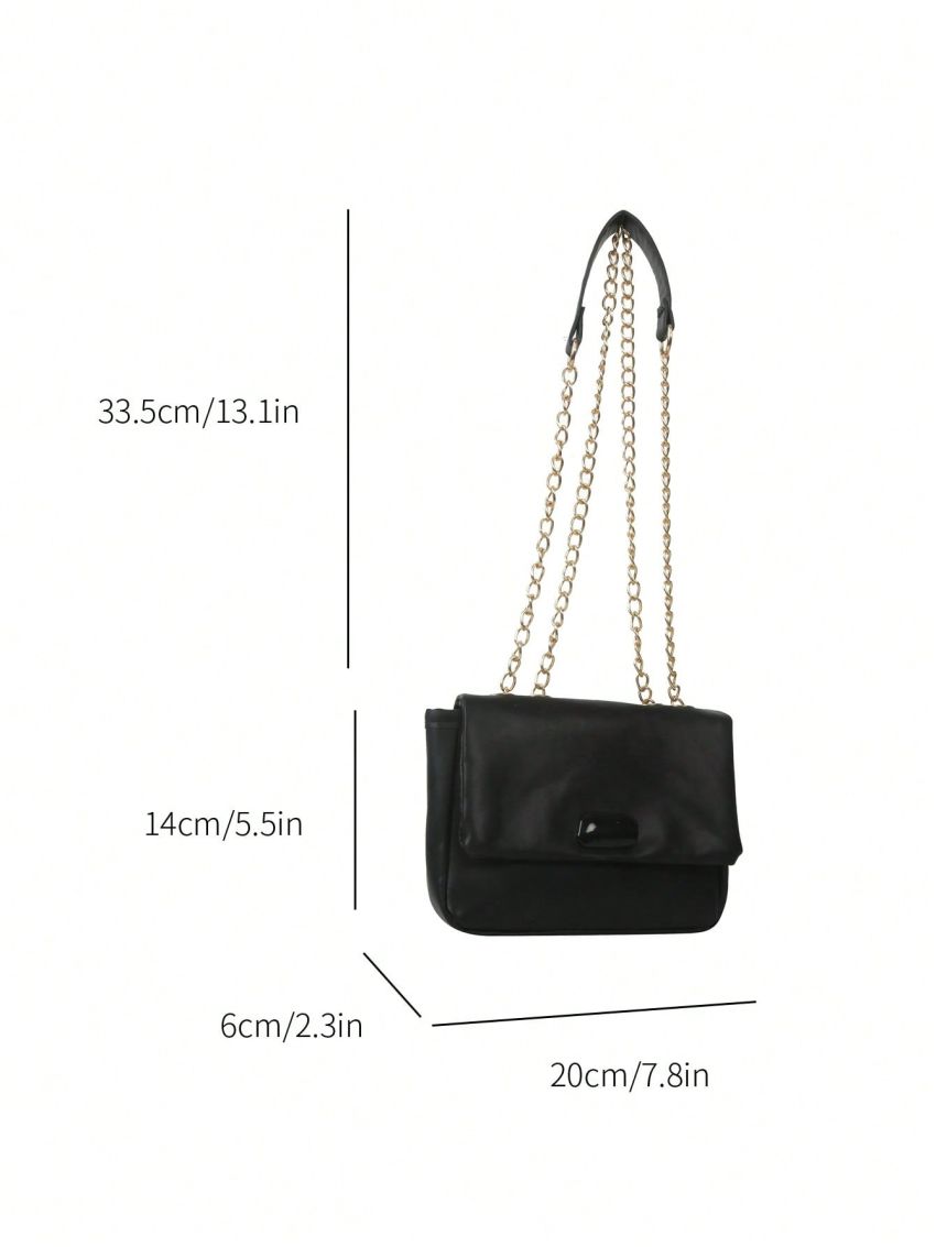 Mini Square Bag Chain Flap PU Black