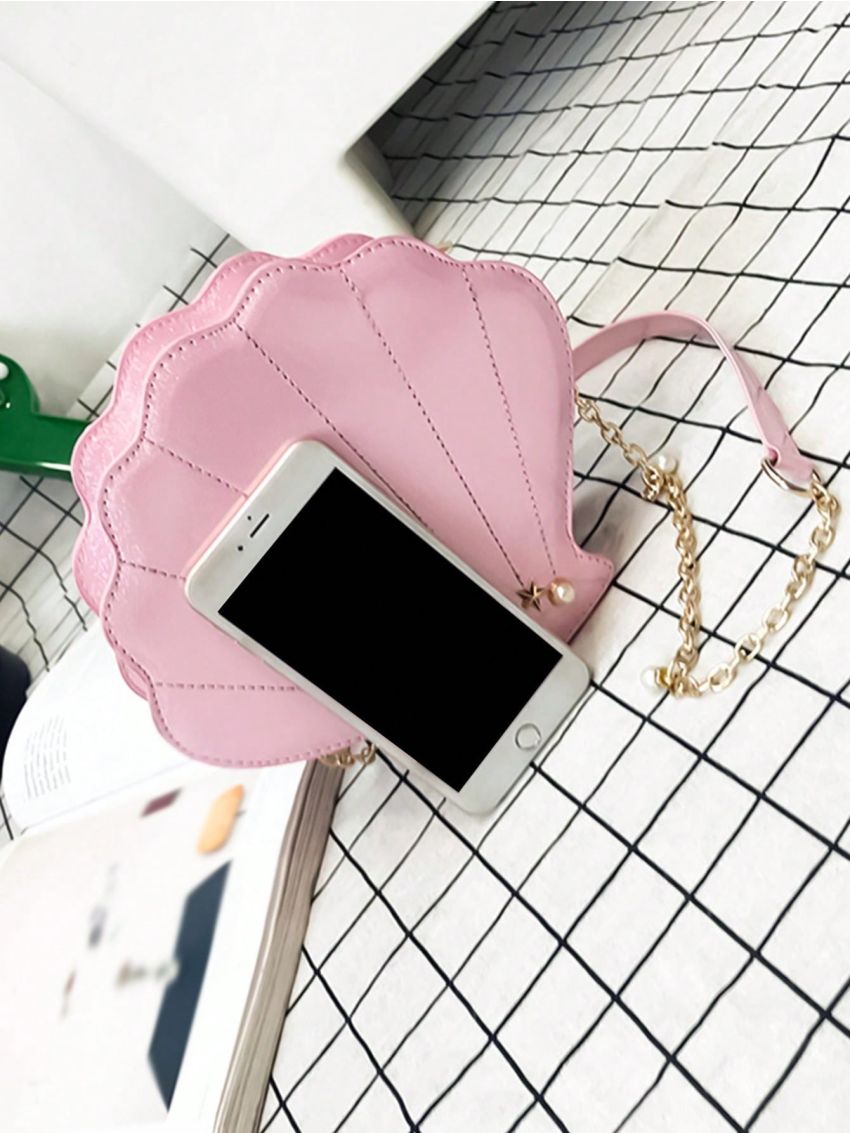 Faux Pearl Decor Shell Design Chain Novelty Bag