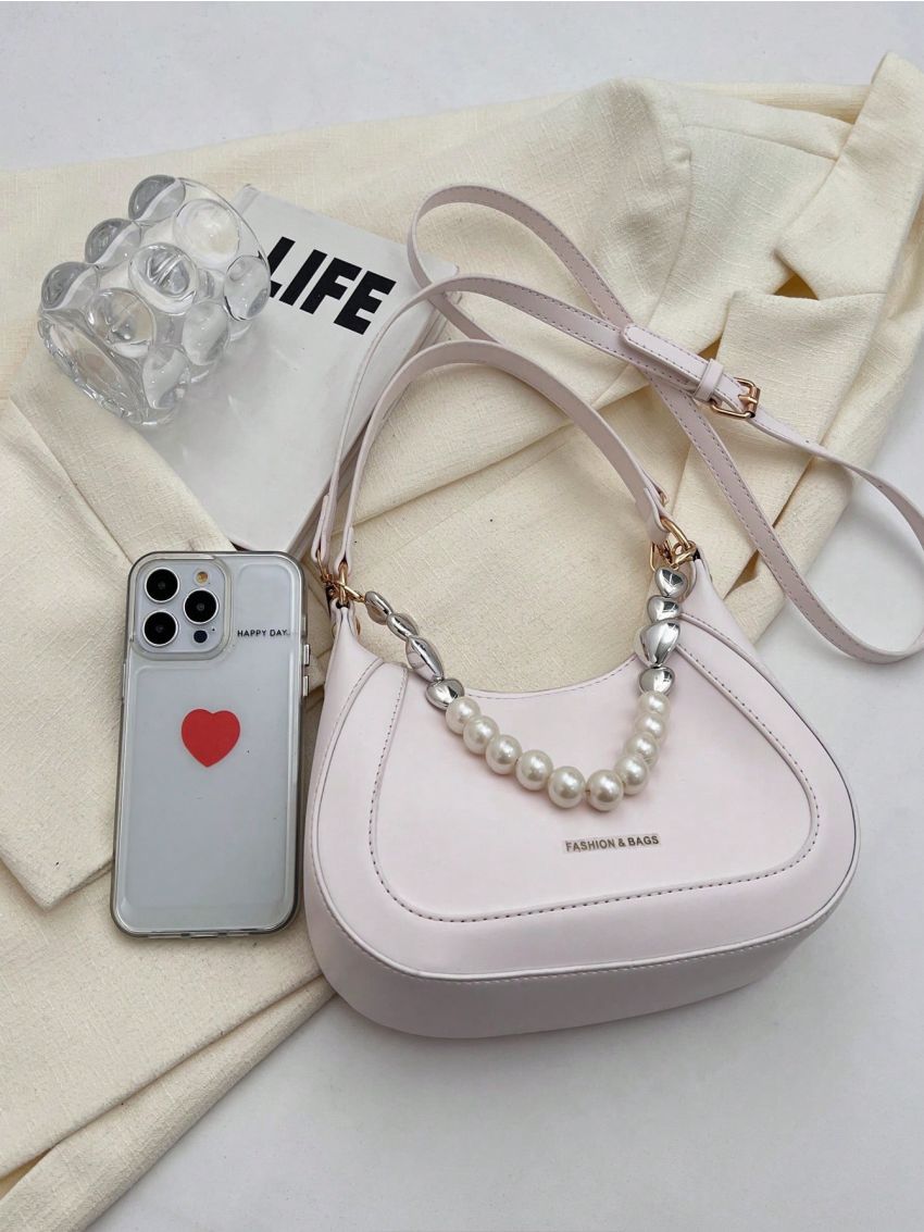 Faux Pearl Decor Hobo Bag Fashion