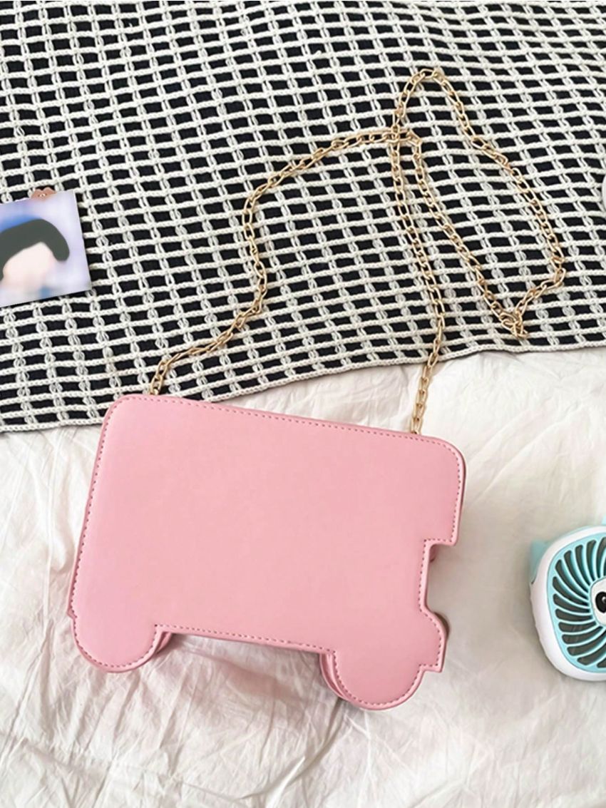 Cartoon Bus Design Zipper Square Bag Cute