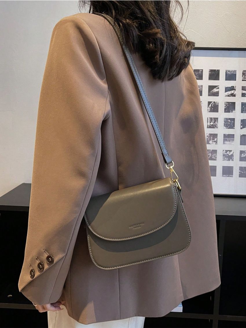 Letter Detail Flap Square Bag Fashion