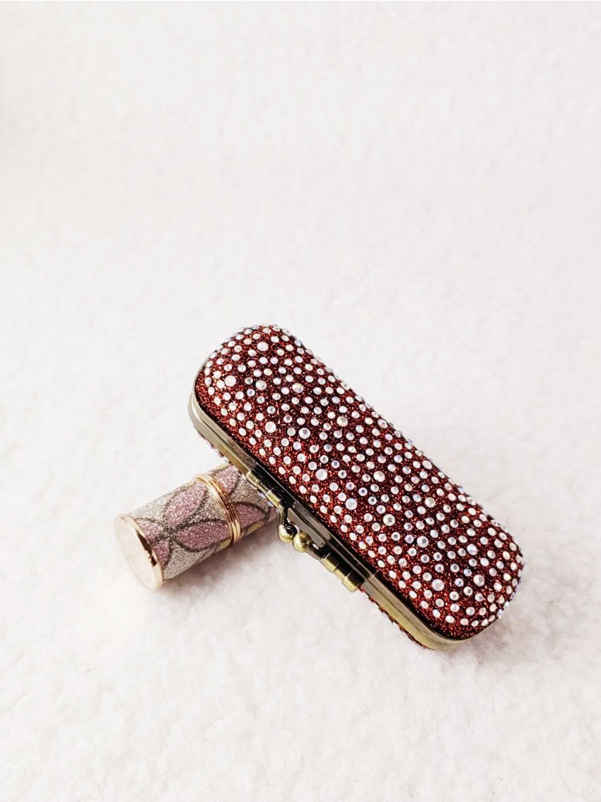 Rhinestone Decor Coin Purse Kiss Lock Design