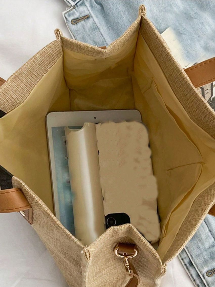 Two Tone Shoulder Tote Bag With Purse