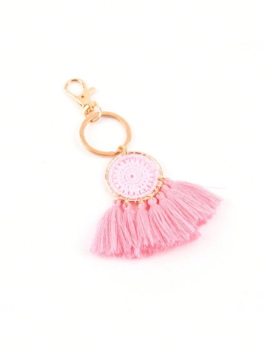 Tassel Decor Bag Charm Pink