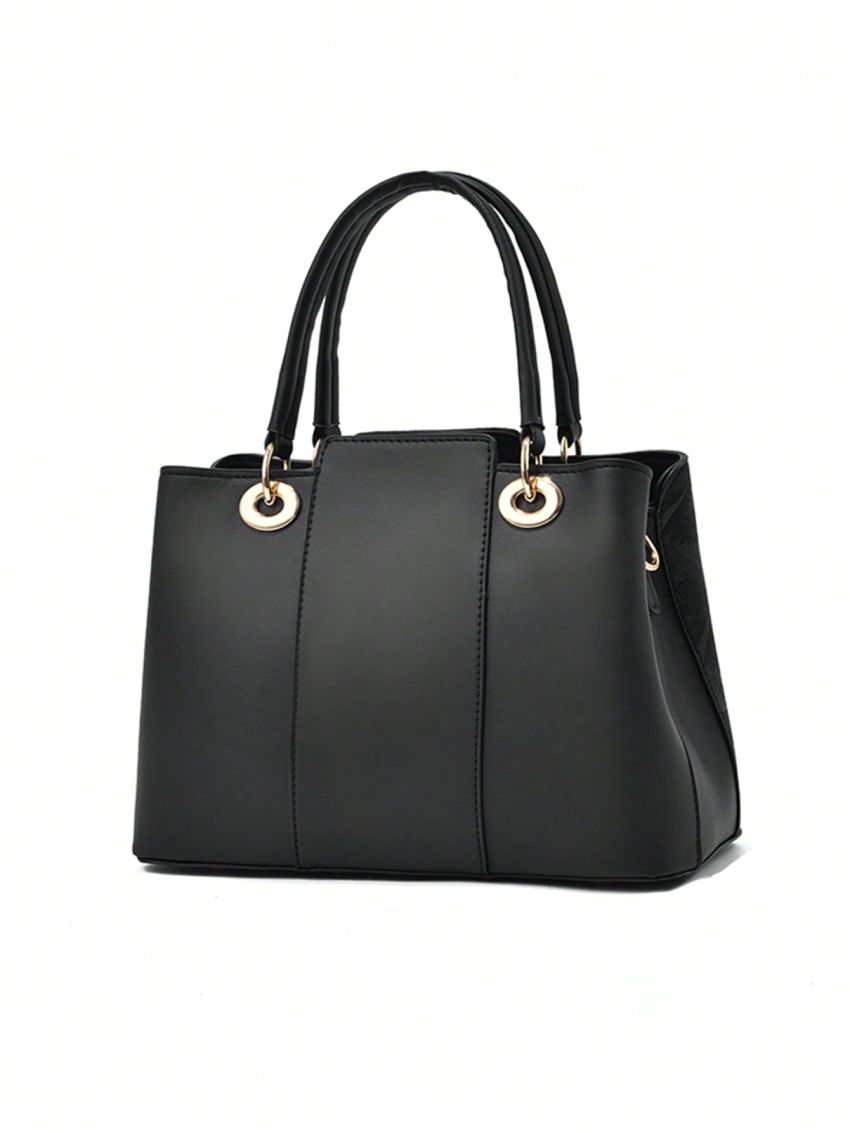 Medium Square Bag Embossed Detail Black