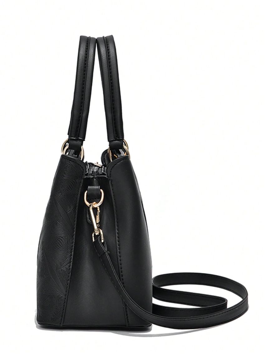 Medium Square Bag Embossed Detail Black